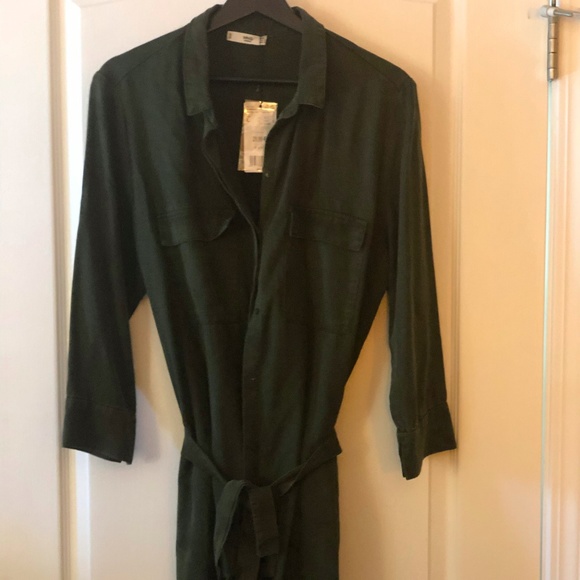 Tie Waist Collar Shirt with Pockets - Picture 2 of 2